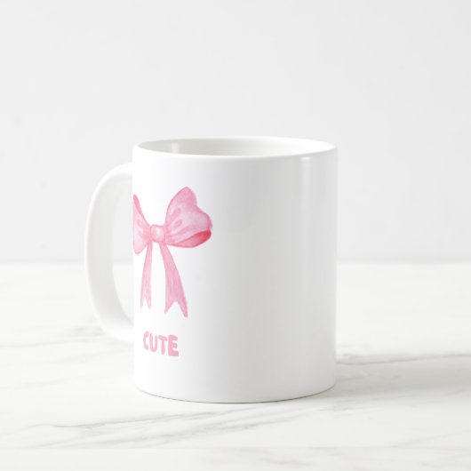 Pink Bow "Niedliche" ästhetische Tasse (Vorderseite Links)