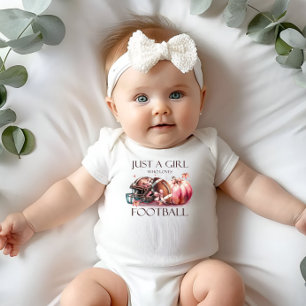 Pink Bow Nur ein Mädchen, das Fußball Liebe Kleink Baby Strampler