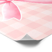 Pink Bow Nursery Wall Art Gingham Baby Girl Room Poster (Ecke)