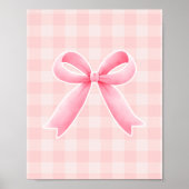 Pink Bow Nursery Wall Art Gingham Baby Girl Room Poster (Vorne)