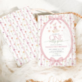 Pink Bow One Silly Goose Floral 1st Birthday Einladung