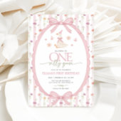 Pink Bow One Silly Goose Floral 1st Birthday Einladung