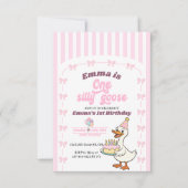 Pink Bow One Silly Goose Girl 1st Birthday Party  (Vorderseite)