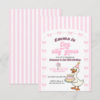 Pink Bow One Silly Goose Girl 1st Birthday Party 