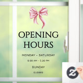 Pink Bow Opening Hours Small Business Fensteraufkleber (Zuhause)