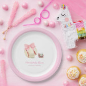 Pink Bow Pacifier Baseball Sport Girl Baby Shower Pappteller (Party)