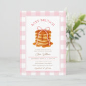 Pink Bow Pancake Baby Dusche Brunch Einladung (Stehend Vorderseite)