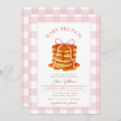 Pink Bow Pancake Baby Dusche Brunch Einladung (Vorne/Hinten)