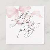 Pink Bow Party Invitation Enclosure Card Begleitkarte (Vorderseite)