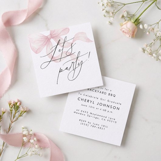 Pink Bow Party Invitation Enclosure Card Begleitkarte