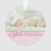 Pink Bow Pastel Baby 1. Weihnachtsvorlage Ornament (Vorderseite)
