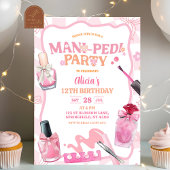 Pink Bow Pastel Retro Mani Pedi Party Birthday Einladung