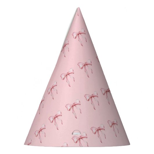 Pink Bow Pattern Birthday Party Hats Partyhütchen (Links)