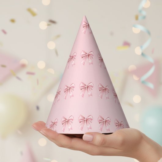 Pink Bow Pattern Birthday Party Hats Partyhütchen