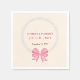 Pink Bow Pearl Foto Girl Joint Geburtstag Willkomm Serviette