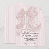 Pink Bow Pearl Girl Baby Shower Einladung (Vorne/Hinten)