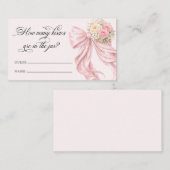 Pink Bow Pearl How Many Kisses Bridal Game Begleitkarte (Vorne/Hinten)
