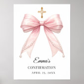 Pink bow pearls Confirmation welcome Poster (Vorne)