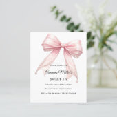 Pink bow pearls elegant Sweet 16 invitation (Stehend Vorderseite)