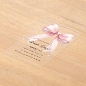 Pink bow pearls elegant Sweet 16 luxury clear Acryleinladungen (Ablage )