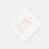 Pink Bow Pearls Girl Baptisse Serviette (Ecke)
