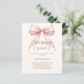 Pink bow pearls knot Bridal Shower invitation (Stehend Vorderseite)