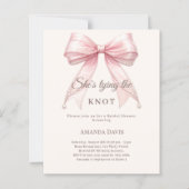 Pink bow pearls knot Bridal Shower invitation (Vorderseite)
