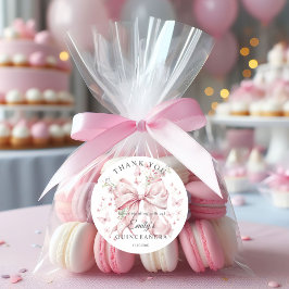 Pink Bow Pearls Quinceañera Vielen Dank für Ihren  Runder Aufkleber