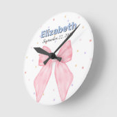 Pink Bow Personalisiert Individuelle Name Girl Runde Wanduhr (Winkel)
