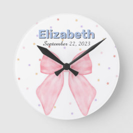 Pink Bow Personalisiert Individuelle Name Girl Runde Wanduhr