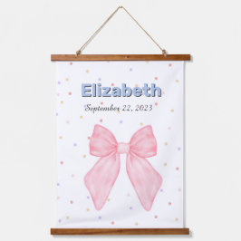 Pink Bow Personalisiert Individuelle Name Girl Wandteppich Mit Holzrahmen
