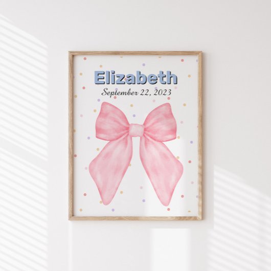 Pink Bow Personalisiert Individuelle Name Poster