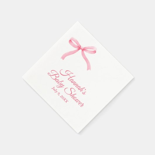 Pink Bow Personalisiert Script Baby Dusche Napkins Serviette (Ecke)