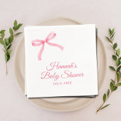 Pink Bow Personalisiert Script Baby Dusche Napkins Serviette