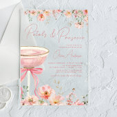 Pink Bow Petals & Prosecco Blush Brautparty Acryleinladungen