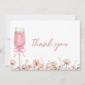Pink Bow Petals & Prosecco Blush Brautparty Dankeskarte (Vorderseite)