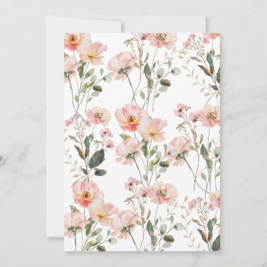 Pink Bow Petals & Prosecco Blush Brautparty Einladung (Rückseite)