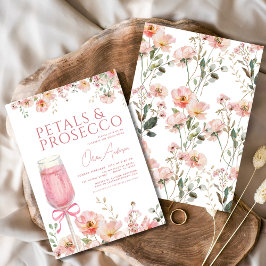 Pink Bow Petals & Prosecco Blush Brautparty Einladung