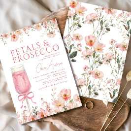 Pink Bow Petals & Prosecco Blush Brautparty Einladung