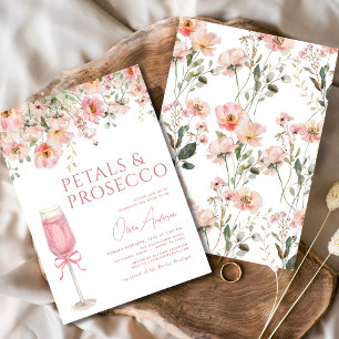 Pink Bow Petals & Prosecco Blush Brautparty Einladung
