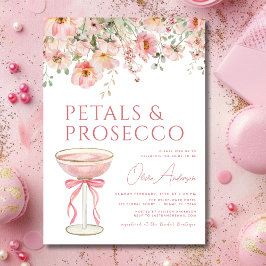 Pink Bow Petals & Prosecco Blush Brautparty Einladung