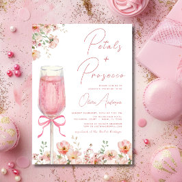 Pink Bow Petals & Prosecco Blush Brautparty Einladung