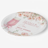 Pink Bow Petals & Prosecco Blush Brautparty Pappteller (Schrägansicht)