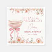 Pink Bow Petals & Prosecco Blush Brautparty Serviette (Vorderseite)