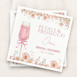 Pink Bow Petals & Prosecco Blush Brautparty Serviette