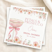 Pink Bow Petals & Prosecco Blush Brautparty Serviette