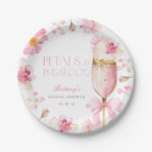 Pink Bow Petals Prosecco Brautparty Pappteller (Vorderseite)