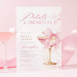Pink Bow Petals und Prosecco Brautparty Einladung