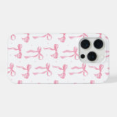 Pink Bow Phone Case – Chic Black & Blush Pattern iPhone Hülle (Rückseite (Horizontal))