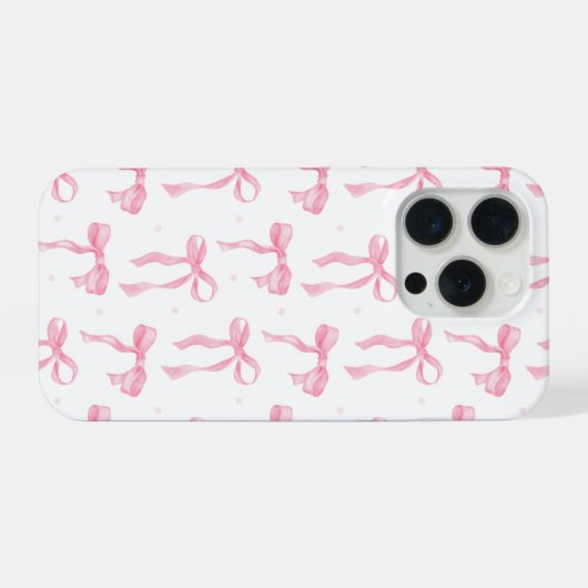Pink Bow Phone Case – Chic Black & Blush Pattern iPhone Hülle (Rückseite (Horizontal))